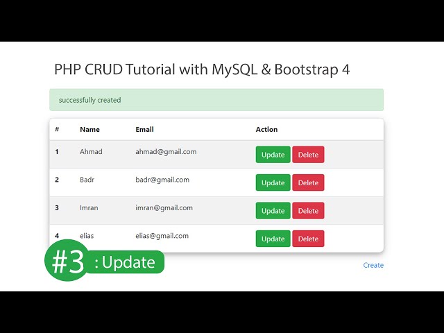 PHP CRUD Tutorial with MySQL & Bootstrap 4 #3 Update