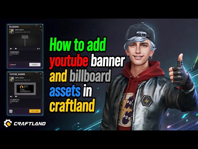 How To Add Youtube Channel Banner and billboard assets in CRAFTLAND | CRAFTLAND X | FREE FIRE 