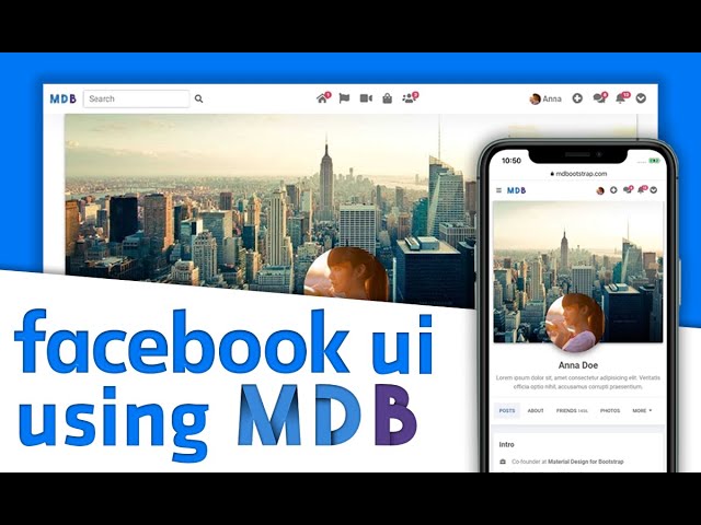 Build Facebook Profile with MDB  |  Bootstrap 5 & Material Design 2.0 tutorial