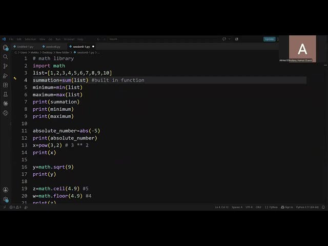 Math Module and Built in Functions (With and Without Import)