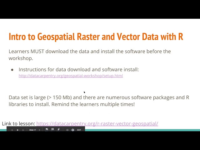 Data Carpentry Geospatial Onboarding 2018
