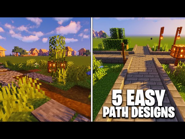 5 Simple Minecraft Path Designs (Build Tutorial)