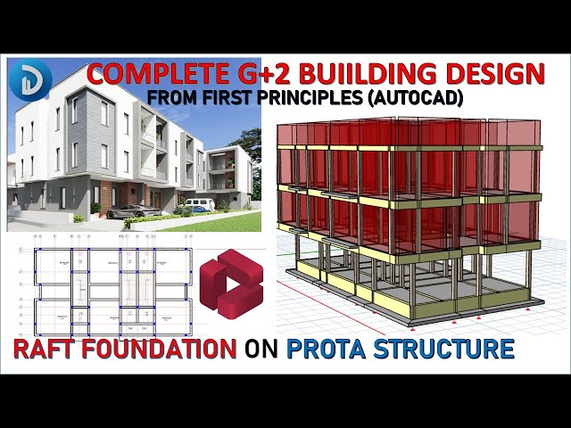 Complete Building Design  (Raft Foundation G+2 ) on Prota Structure