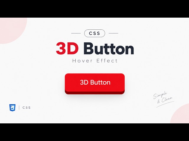3D Button Hover Effect with HTML & CSS | Pure CSS Button Design