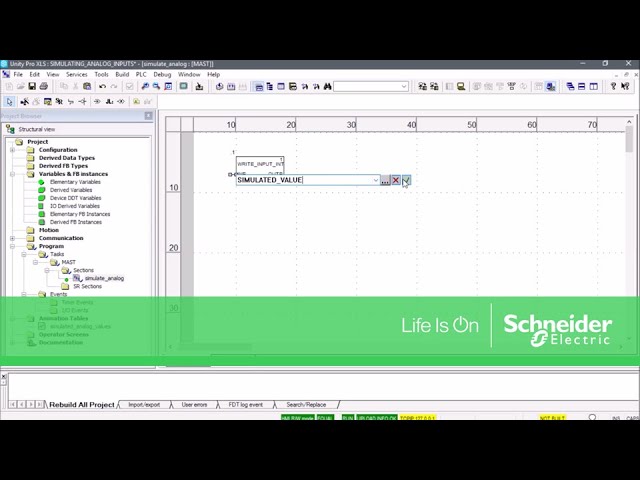 Simulating Modicon PLC Analog Input with Unity Pro | Schneider Electric