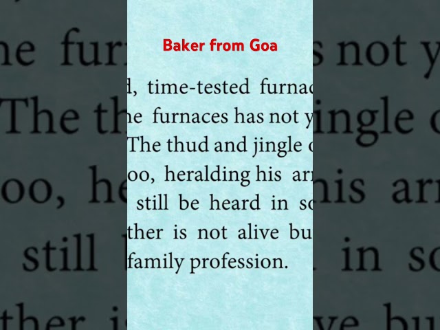 Baker from Goa class X