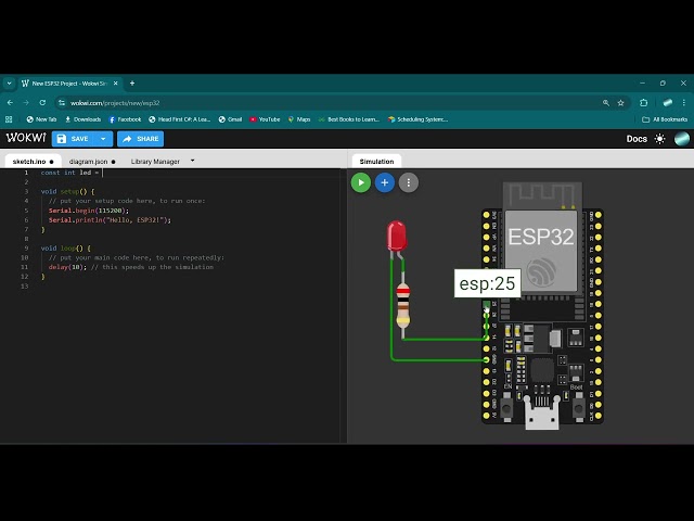 WOKWI Part1 - Create LED Blink (ESP32)