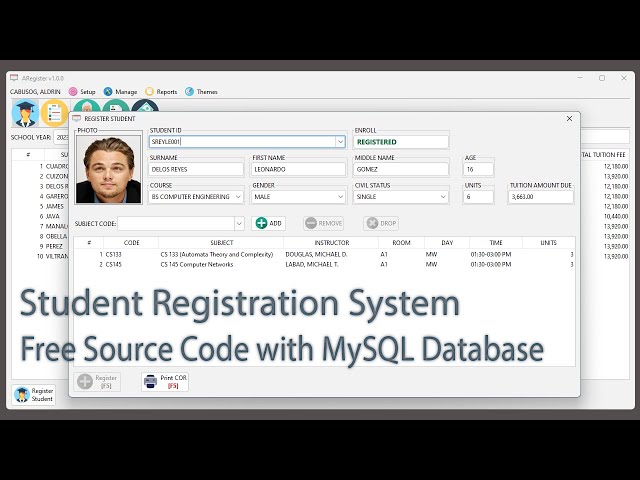 Student Registration System | Free Source Code with MySQL