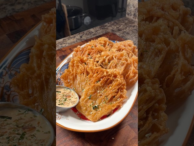 Fried Enoki Mushrooms