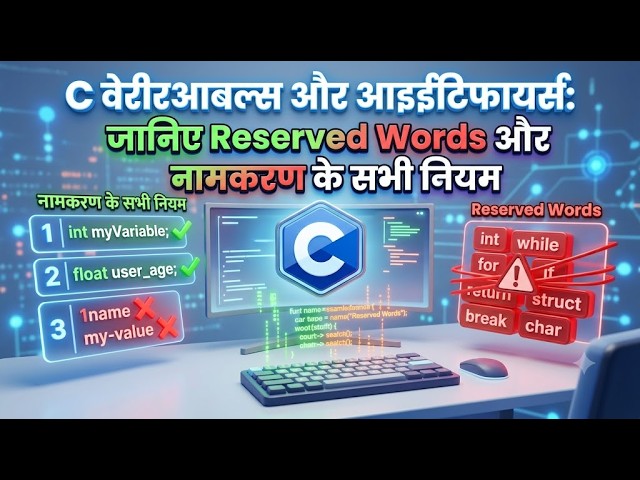 6.5) C वेरिएबल्स और आइडेंटिफायर्स: जानिए Reserved Words और नामकरण के सभी नियम