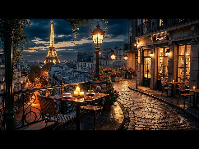 Romantic Paris Night Jazz ☕ Calm Street Café Ambience & Relaxing Jazz Music for Study & Work