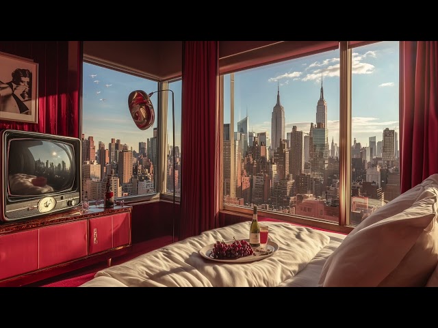 Good Morning NYC. Funky Jazz Piano to start the Day with A Coffee Ambience to Study, Work & Relax