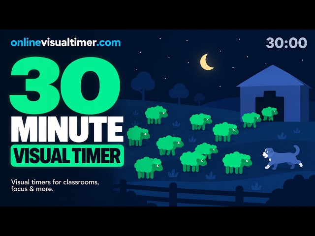 🐑 30 Minute Visual Timer ⏱️ | Sheep Herding Countdown Timer