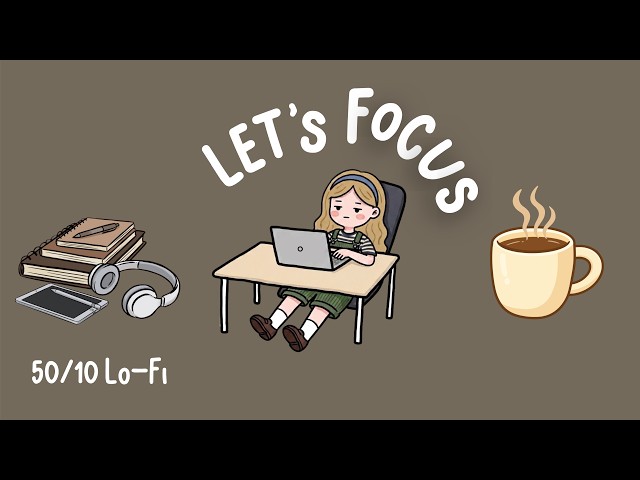 Pomodoro Timer 2x50 (2 hours) | ADHD | Let's get focused! |  Lofi + train ambience ♡