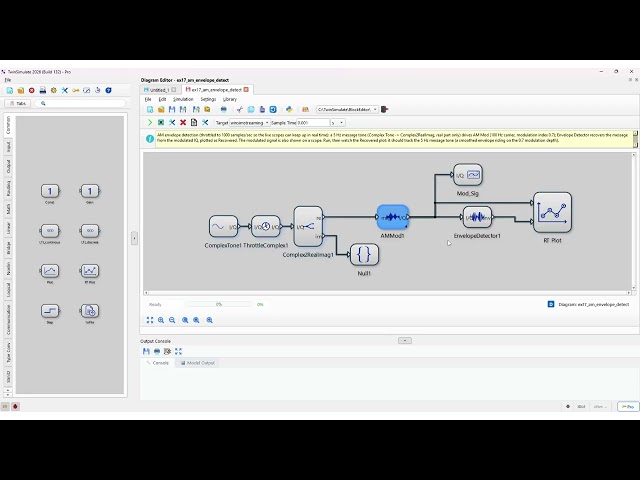 Amplitude Modulation (AM) & Envelope Detection in TwinSimulate | Signal & Communication Library