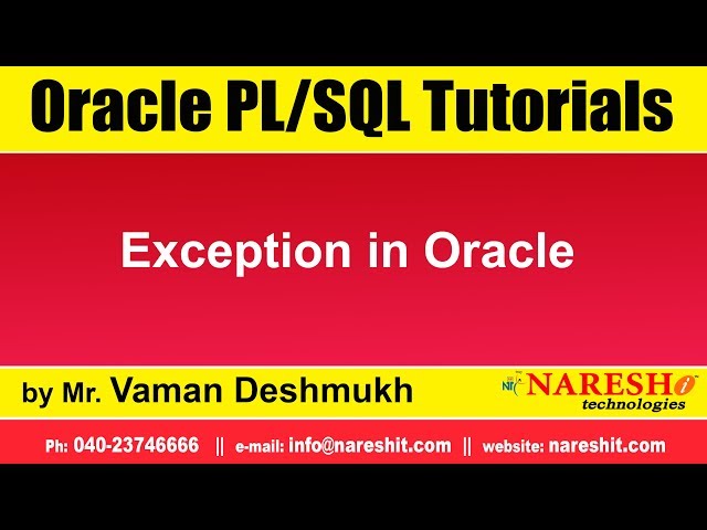 Oracle PL/SQL Tutorials | Exception in Oracle | by Mr.Vaman Deshmukh