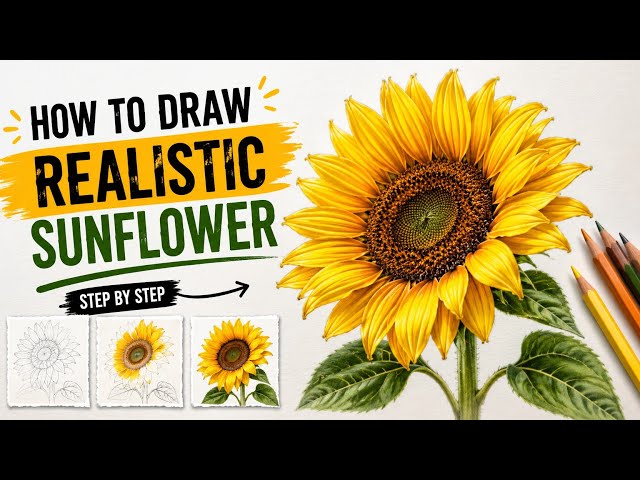 🌻 You WON’T Believe This Sunflower is a Drawing! 😱 | Realistic Sunflower Art Tutorial