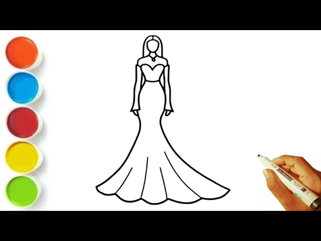 Beautiful Glitter Art Dress🥻Drawing Easy Painting And Colouring 