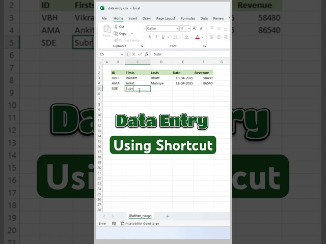 Data entry using shortcut in excel l data entry work in excel #excelshorts #ytshorts #dataentry