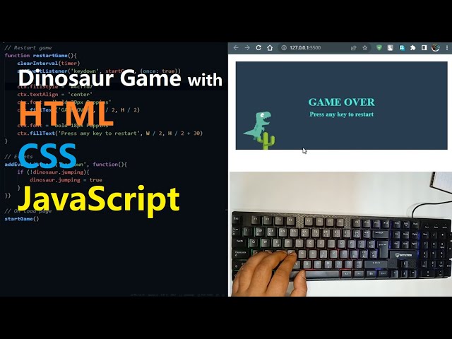 programming dinosaur game in javascript canvas