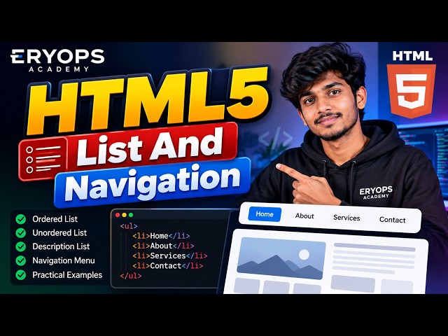 HTML5 Lists & Navigation – Complete Tutorial in Tamil | ERYOPS Academy
