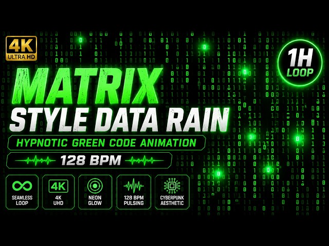 Matrix Style Data Rain | Hypnotic Green Code Animation