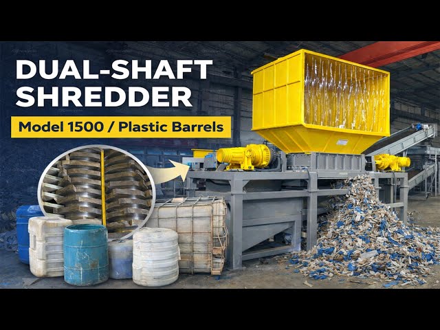 1500 Dual Shaft Shredder | How We Shred Plastic Barrels