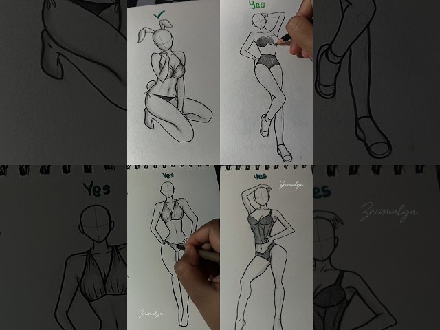 How to draw Female body pose tutorial #drawing #stickman #howtodraw #art #tutorial
