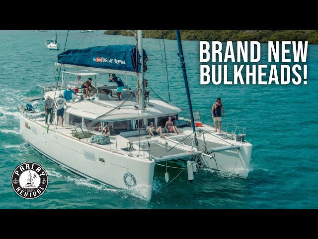 HURRICANE DAMAGED CATAMARAN REBUILD COMPLETE AFTER 4 YEARS!!  (Episode 141)