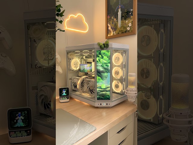 My dream white pc build ☁️🌱 Hyte y70 touch #shorts #gamingpc