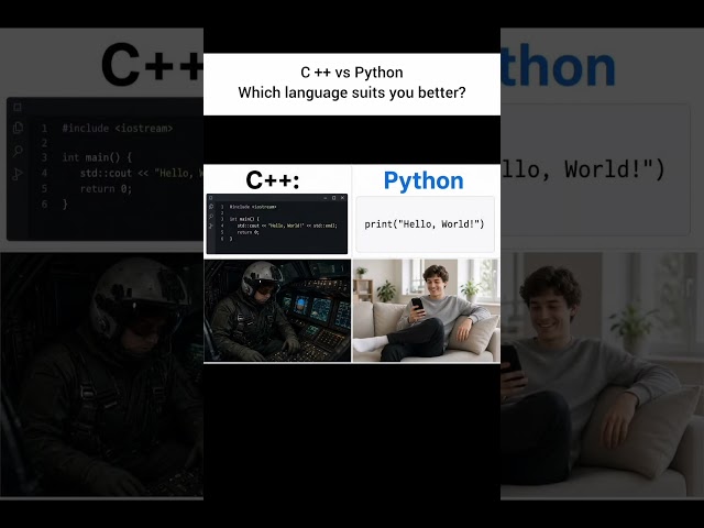 C ++ vs Python: Which language suits you better? #developer #pythonlearning #programming #coding #c