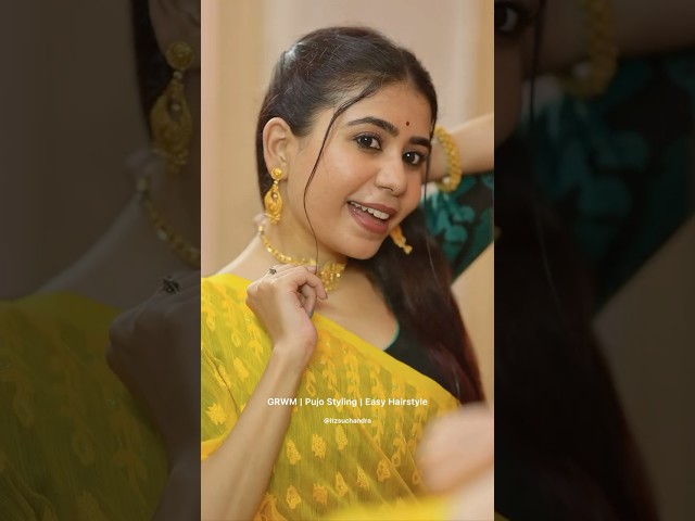 Pujorsaaj🧿 #grwm #wedding #durgapuja #bengali #yt #makeuptutorial #hairstyle #makeup #saree #hair