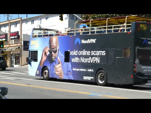 Shaq NordVPN Bus Sunset Blvd LA CA October 3, 2026 Summer Heatwave 102 Degrees