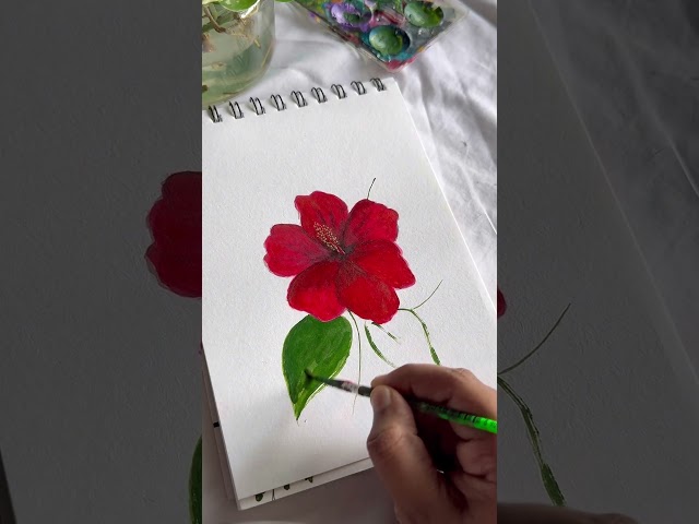How to paint hibiscus easily 🌺 | step by step tutorial 🫧| #art 🌿