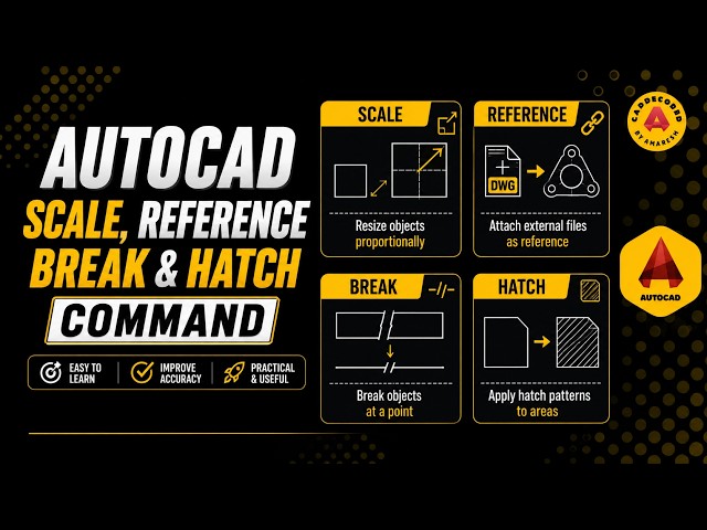 Chapter - 11 | Learn 4 Essential AutoCAD Commands – Scale, Reference, Brake & Hatch Command