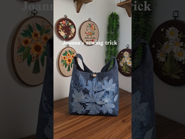 ✂️easy way to sew a luxury totebag from old jeans:Easy trick for sewing a luxury hand bag#shorts