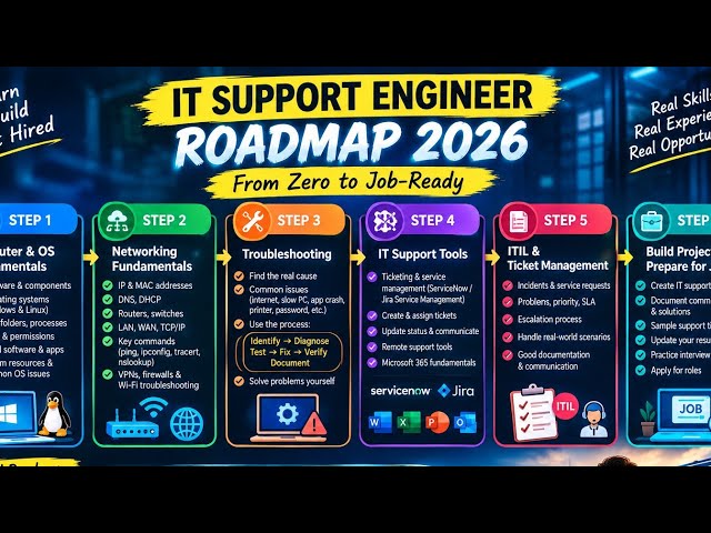 How to Become an IT Support Engineer in 2026 ❓— Step-by-Step Roadmap 