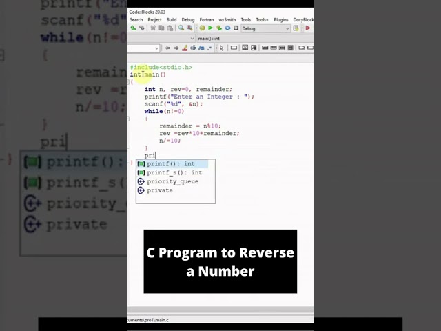 C Program To Reverse A Number #shorts