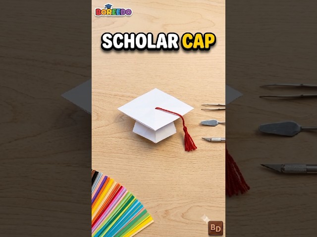How to Make an Origami Paper Scholar Cap 🎓📄 #Origami #PaperCraft #DIY #ScholarCap #PaperHat