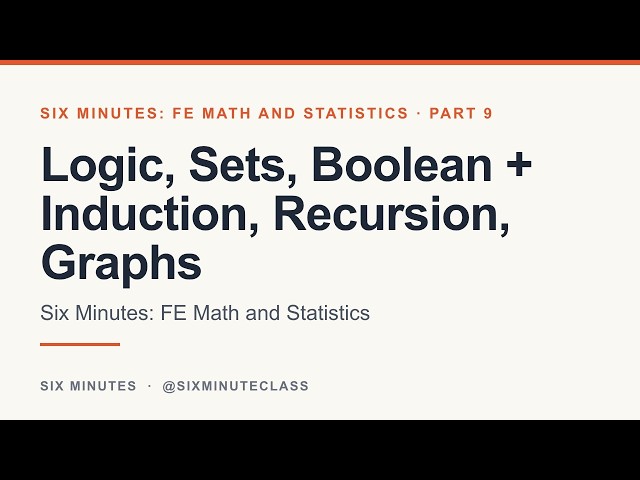 Logic, Sets, Boolean and Induction, Recursion, Graphs | Six Minutes: FE Math and Statistics, Part 9