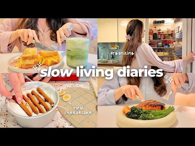 a quiet day cooking at home 🍵 organizing fridge, egg toast, japanese cheesecake