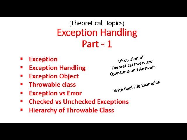 Exception Handling Part 1 - Theoretical Topics (Hindi)