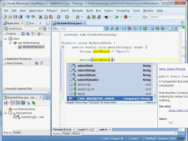 Java Training | Java 1.7 Switch Statement using Strings and Enumerations