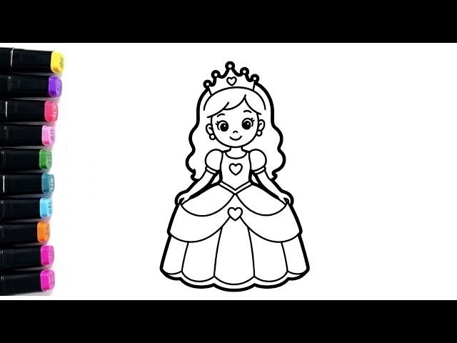 👑🎨 How to Draw a Cute Princess | Drawing and Coloring a Cute Princess | Easy Step by Step ✨🖍️🌈