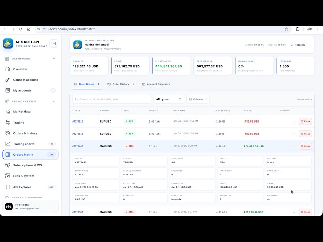 MetaTrader 5 REST API Update | Custom Dashboard, Live Charts, WebSockets & Scalar Docs
