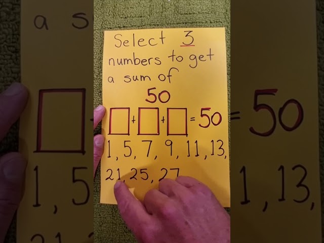 The Solution to the 3 Numbers adding to 50 Puzzle #shorts