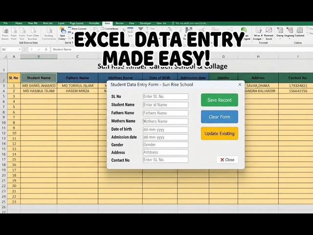 Fully Automatic Data Entry Form in Excel | Microsoft Excel Data Entry Form  #excel #exceltips