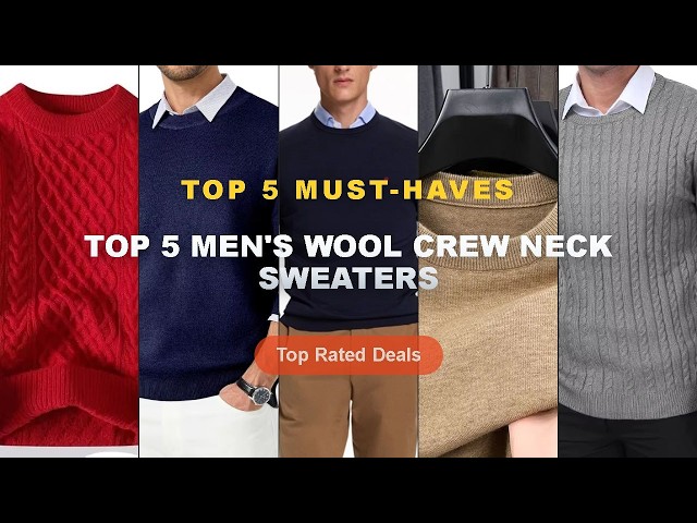 Amazing Top 5 Men's Wool Crew Neck Sweaters You Need To See - Mens Classic Crewneck Cable Knit Sweat