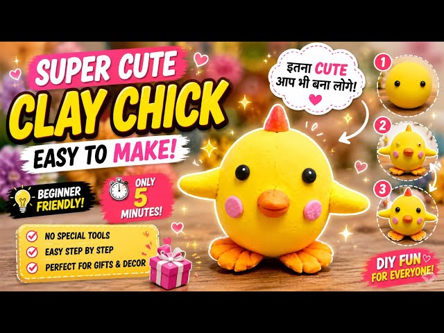 Super Cute Clay Chick DIY 🐥✨ | Easy Mini Clay Craft Tutorial@Craftopia_by_Nikita #viral 
