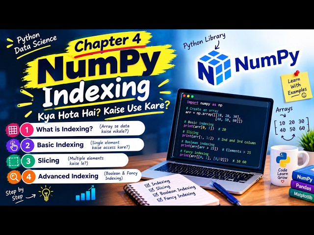 NumPy Chapter 4: Indexing Kya Hota Hai? | Basic Indexing & Slicing | Python NumPy Tutorial